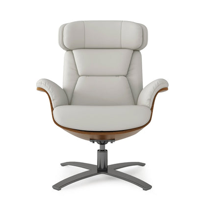 Jovan 31.5 Curved Wood Genuine Leather Recliner Lounge Chair