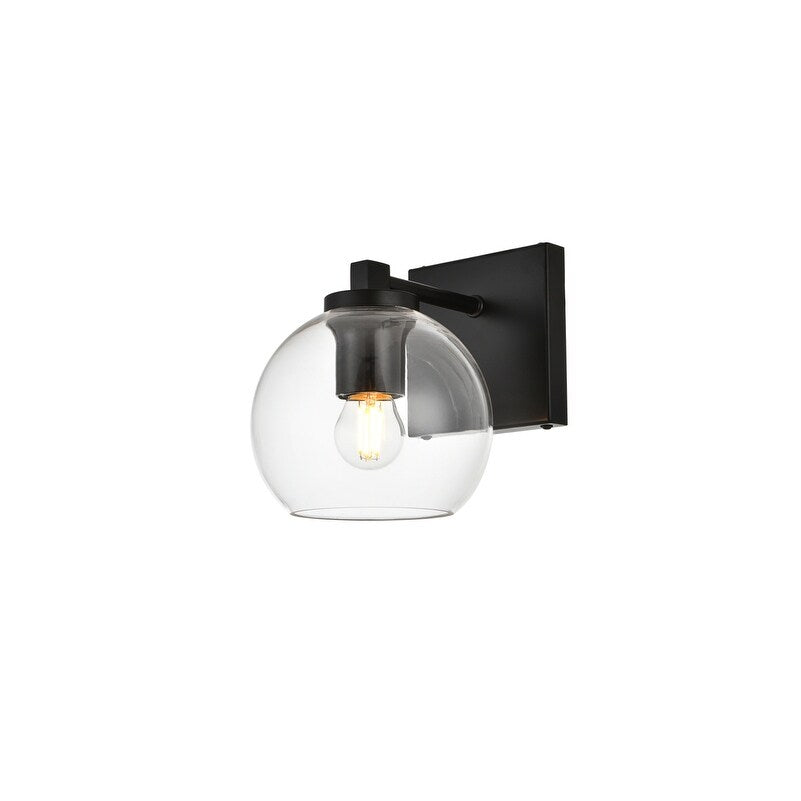 Julian 1 Light Black and Clear Bath Sconce