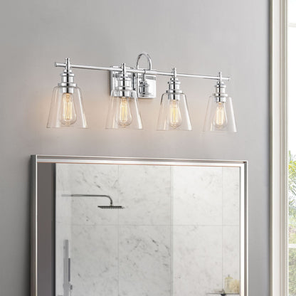 KAWOTI 4-Light Bathroom Vanity Light with Glass Shade