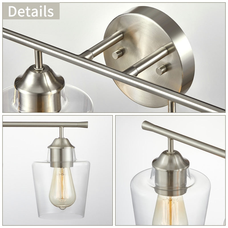 KAWOTI 4-Light Dimmable Metal Bathroom Vanity Light with Glass Shade