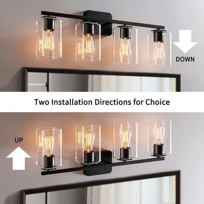 KAWOTI 29inch 4-Light Modern Bathroom Vanity Light with Clear Glass Shades