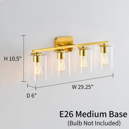 KAWOTI 29inch 4-Light Modern Bathroom Vanity Light with Clear Glass Shades