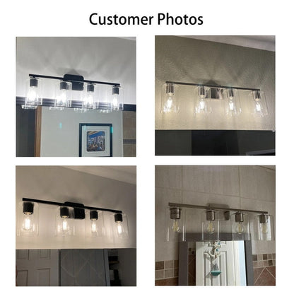 KAWOTI 29inch 4-Light Modern Bathroom Vanity Light with Clear Glass Shades