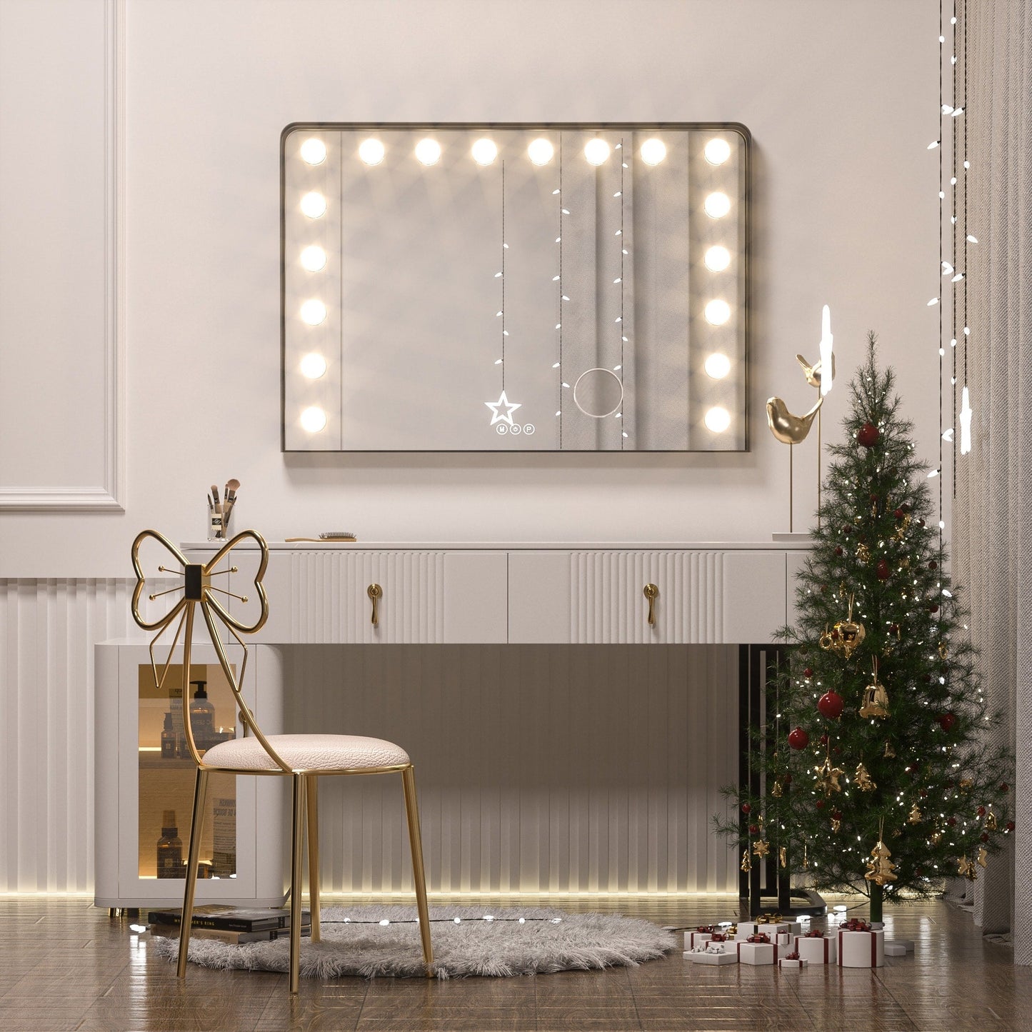 Keonjinn LED Makeup Hollywood Vanity Mirror with 15/18 LED Lights