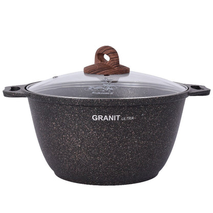 KUKMARA Granit Ultra Aluminum Marble Non-Stick Pot w/Glass Lid