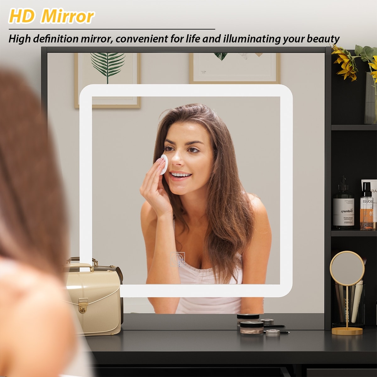 Kerrogee Makeup Vanity Set with Adjustable Lighted Mirror & Stool - 39.4L x 19.7W x 53.5H