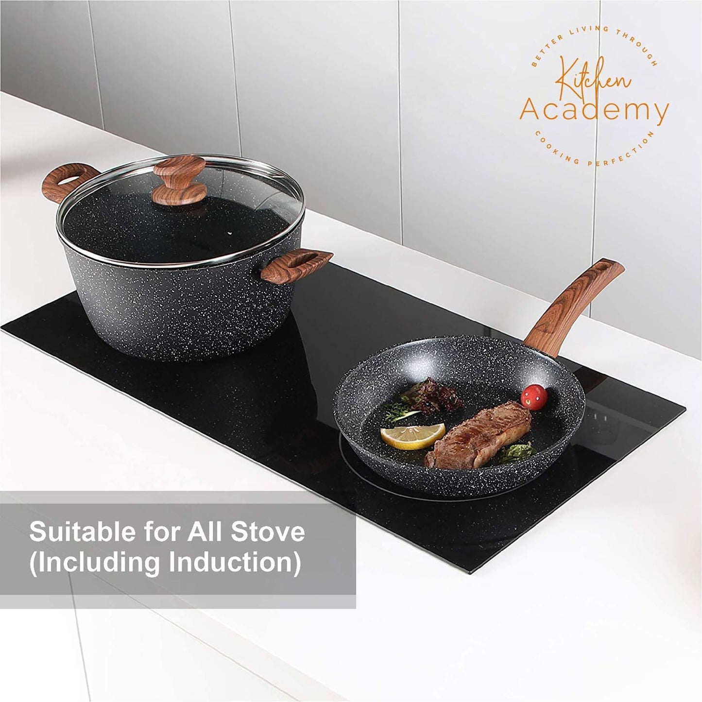 Kitchen Academy 12/30-piece Nonstick Induction Cookware Set