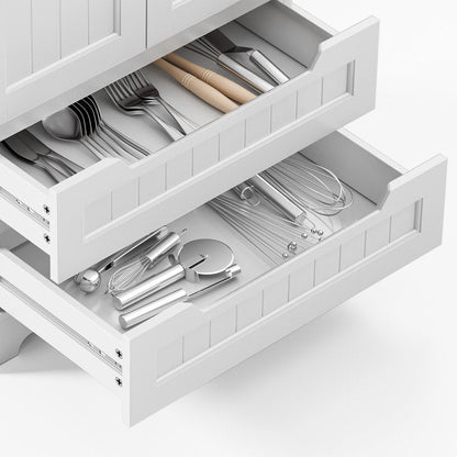 Kitchen Storage Pantry Cabinet, Freestanding Bathroom Storage Cabinet with 2 Doors and Drawers