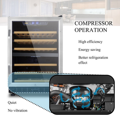 Lanbo 24 Inch Built-in Dual Zone Compressor Wine Cooler, 44 Bottle