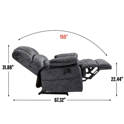 Large Manual Recliner Chair for Adult, Comfortable Fabric Single Recliner Sofa, Overstuffed Reclining Chair for Living Room