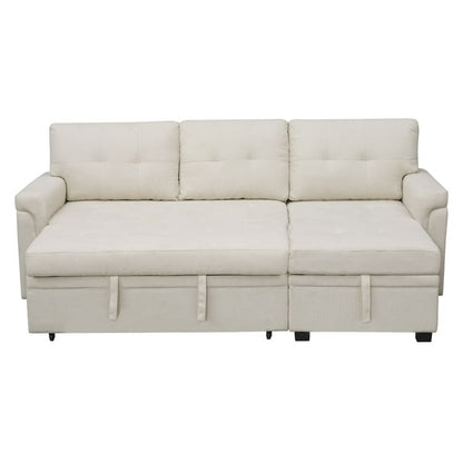 Convertible Reversible Sectional Sofa with Pull-Out Sleeper Bed, Hidden Storage Chaise, and Durable Legs