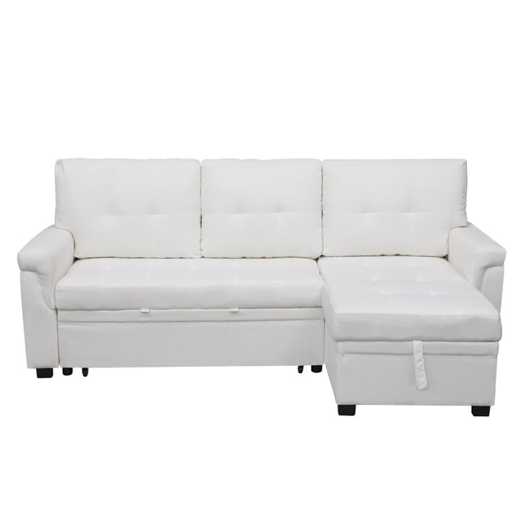 Convertible Reversible Sectional Sofa with Pull-Out Sleeper Bed, Hidden Storage Chaise, and Durable Legs