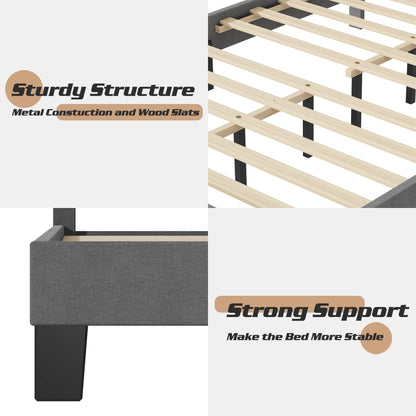 Lifezone Adjustable Queen Size Upholstered Platform Bed Frame