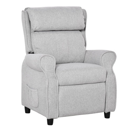 Light Grey Kids Children Upholstered Manual Recliner for 3-5 Years with Footrest and 2 Side Pockets