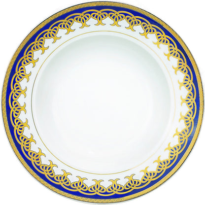 Lorren Home Trends Gold and Blue Accent 57-piece Porcelain Dinnerware Set