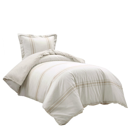 Lush Decor Farmhouse Stripe 3 Piece Duvet Cover Set