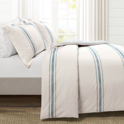 Lush Decor Farmhouse Stripe 3 Piece Duvet Cover Set