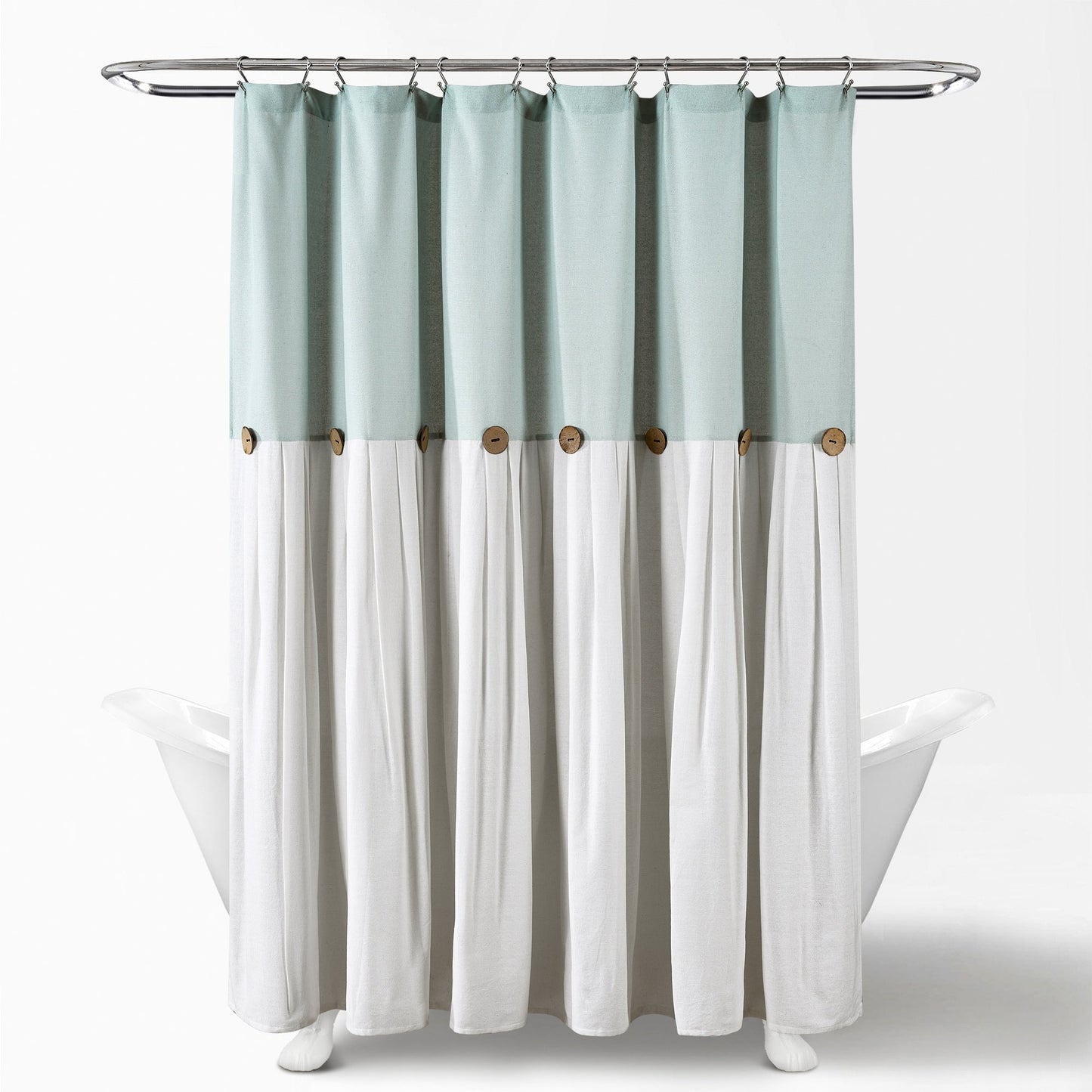 Lush Decor Two-tone Linen Button Shower Curtain