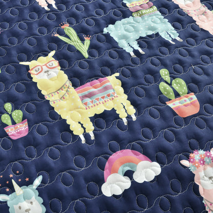 Lush Decor Southwest Llama Cactus Reversible Print Quilt Set