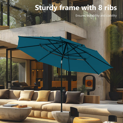 MAISON ARTS 10ft 3 Tiers Vented Patio Outdoor Umbrella with Auto-tilt and Crank Lift