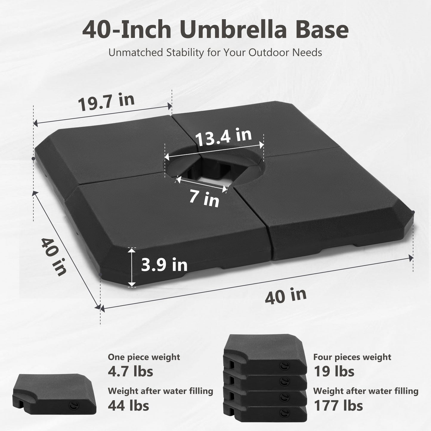 MAISON ARTS 12 FT Automatic Hydraulic Cantilever Umbrella Aluminum Pole 360 Degree Rotation