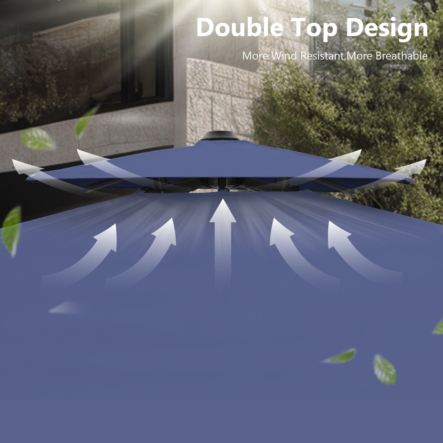 MAISON ARTS 12 FT Automatic Hydraulic Cantilever Umbrella Aluminum Pole 360 Degree Rotation