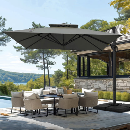 MAISON ARTS 12 FT Automatic Hydraulic Cantilever Umbrella Aluminum Pole 360 Degree Rotation