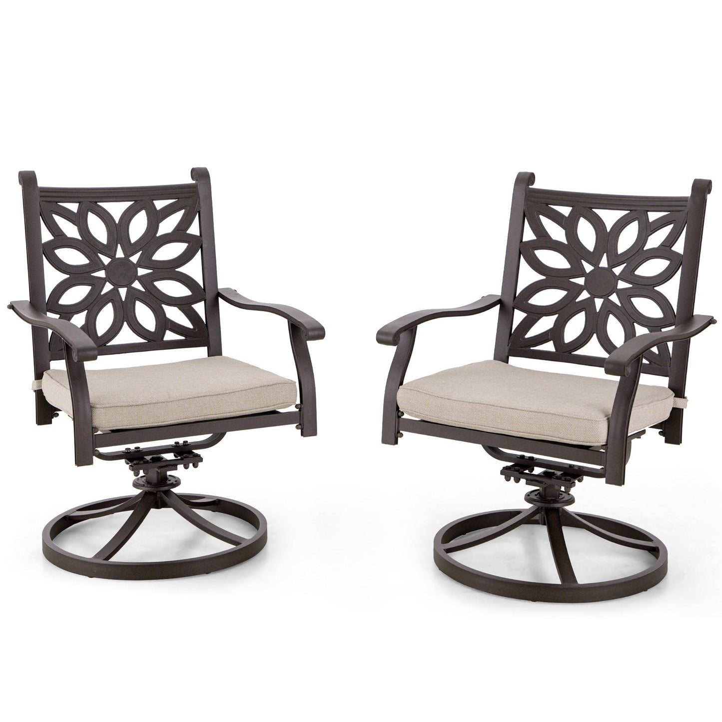 MAISON ARTS Cast Aluminum Dining Chairs/Patio Dining Set with Round Dining Table & 6 Cast Aluminum Patio Chairs