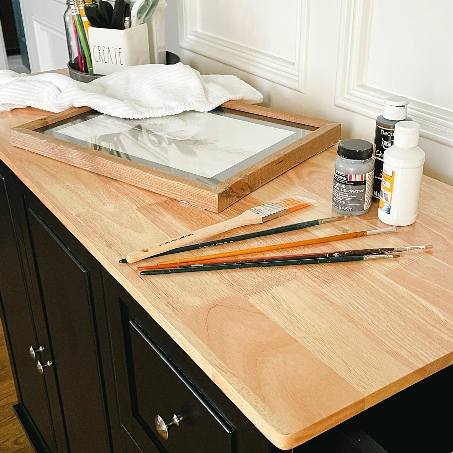 Sophia & William Kitchen Island Cart with Drop-Leaf and Rubber Wood Top, Rolling Kitchen Trolley Cart with Large Storage Cabinet