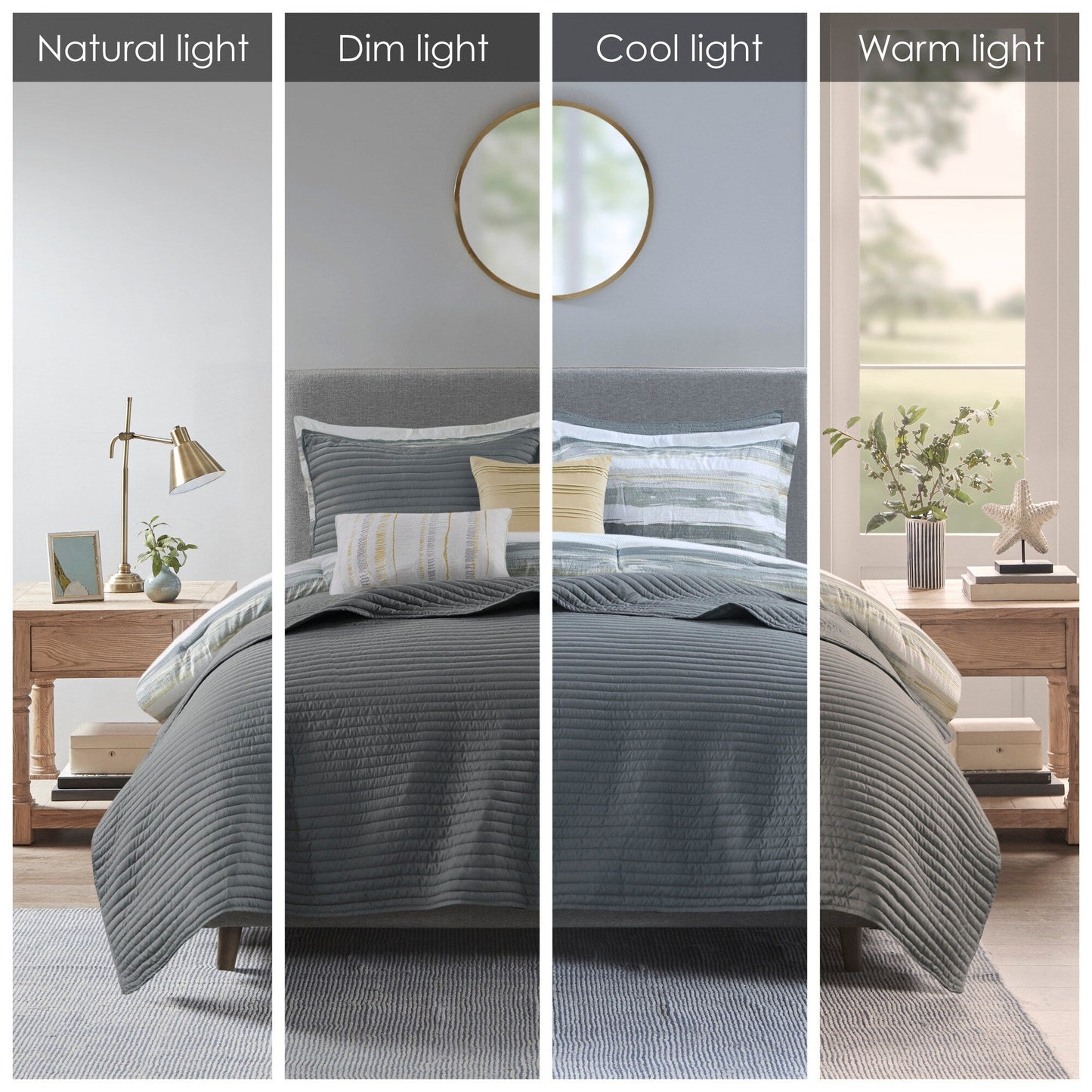 Madison Park Anchorage 8 Piece Printed Seersucker Comforter and Quilt Set Collection