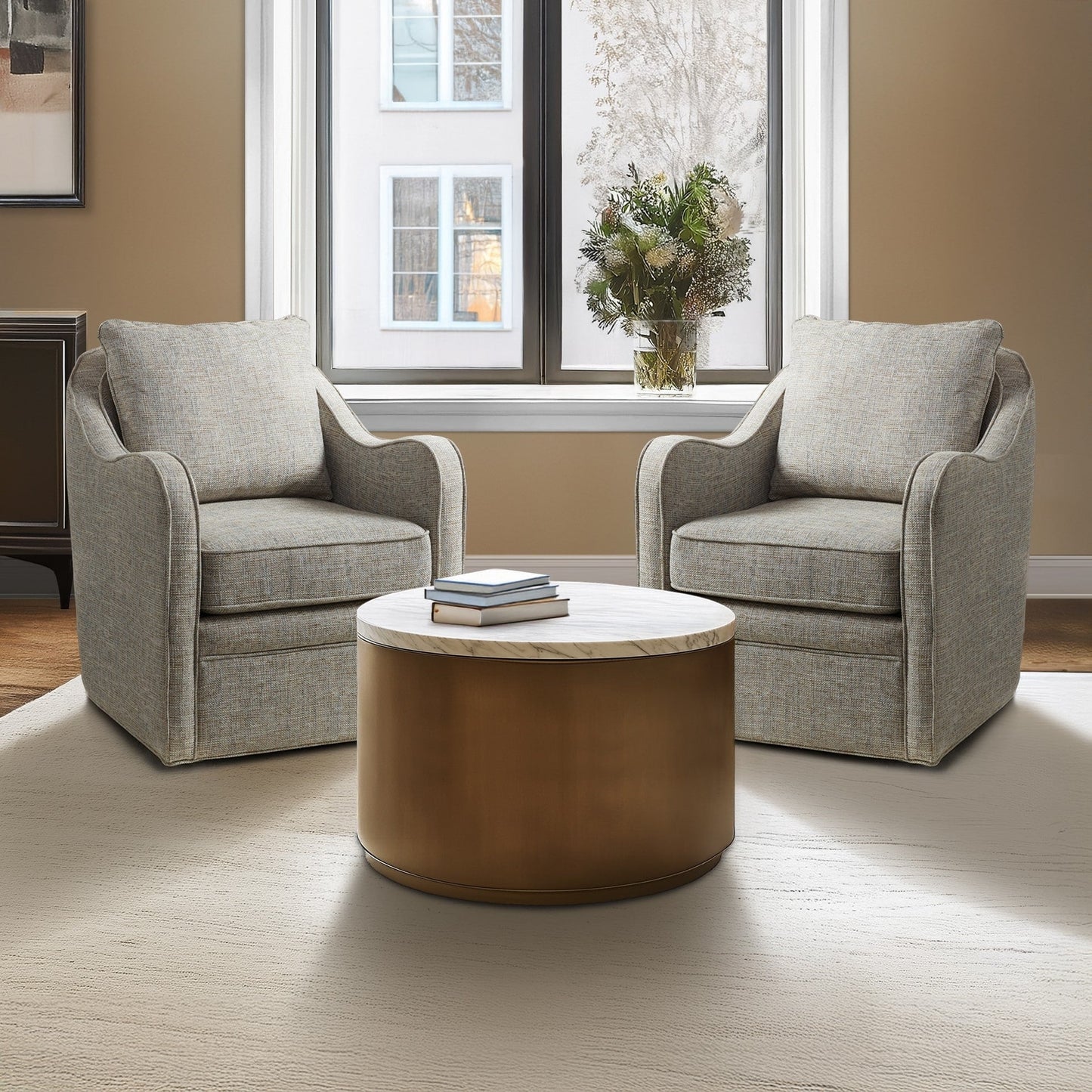 Madison Park Betty Upholstered Swivel Curved Armchair