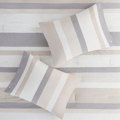 Madison Park Levi Blue/ Natural 5 Piece Jacquard Comforter Set