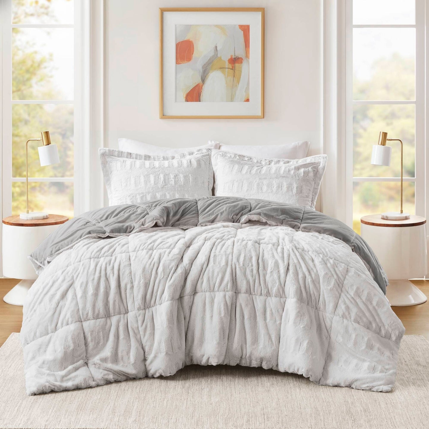 Madison Park Margot Back Print Long Fur Comforter Set