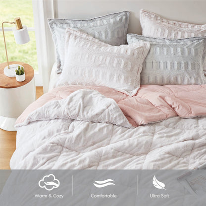 Madison Park Margot Back Print Long Fur Comforter Set