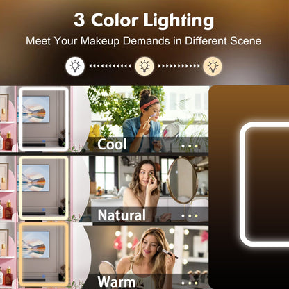 Makeup Vanity Set Table With LED Light &Mirror & Stool