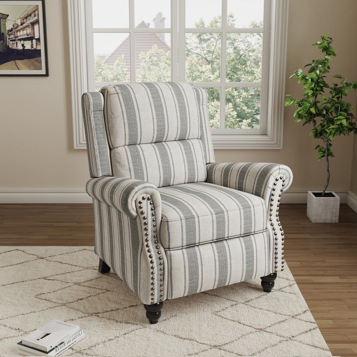 Manual Pushback Recliner Chairs with Nailhead Trim