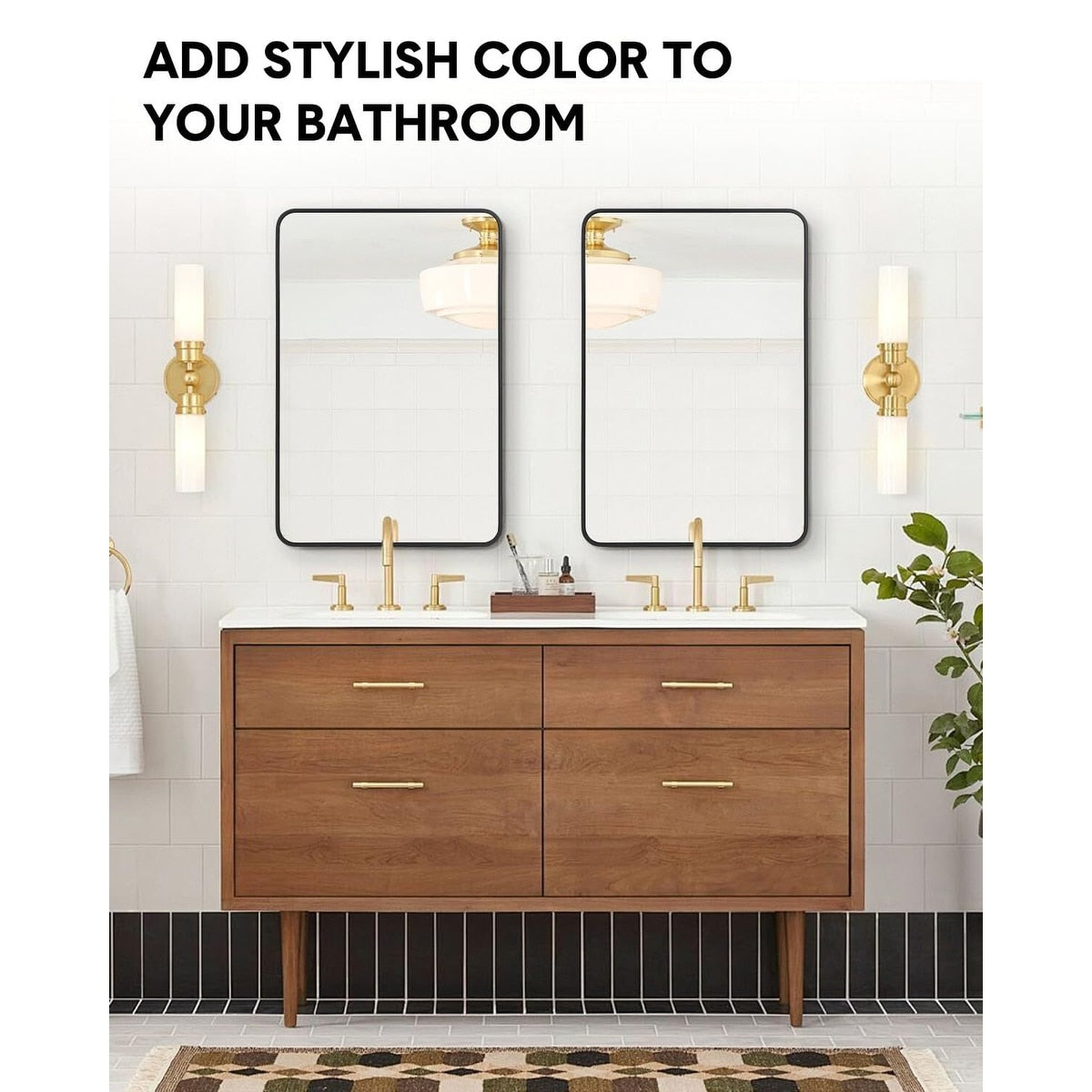 Matte Black Round Mirror