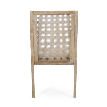 Maurers Cane and Wood Upholstered Dining Chairs (Set of 2) by Christopher Knight Home