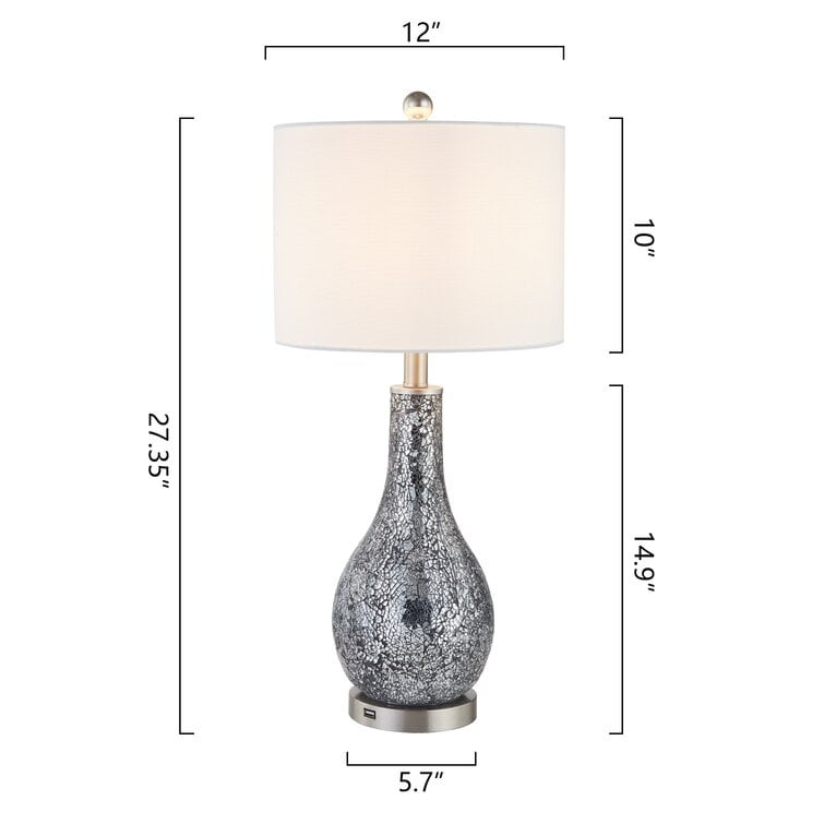 25.25 Glass Table Lamp Set with USB (Set of 2)