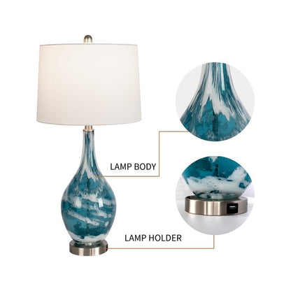 Glass USB Table Lamps (Set of 2 )Modern Bedside Desk Lamp