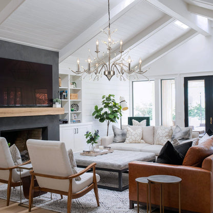 Farmhouse Retro Tree Branch Crystal Chandelier Candle-Style Pendant Light