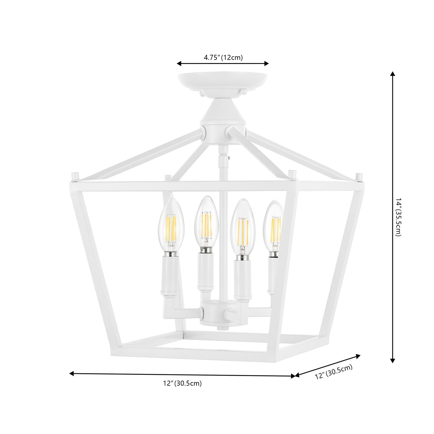 Milton Mini Lantern 4-Light Iron Modern Farmhouse LED Flush Mount, by JONATHAN Y