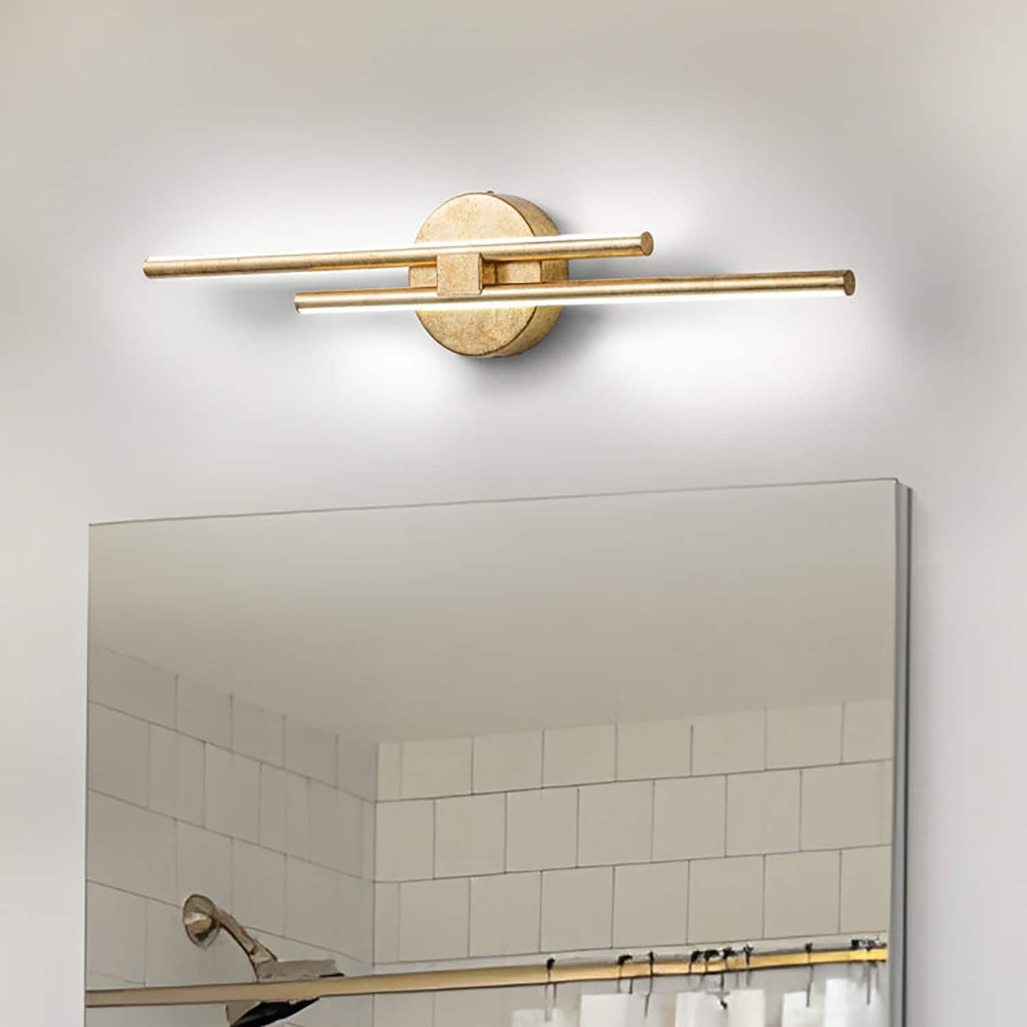 Minimalist 2-Light Dimmable LED Vanity Light Linear Metal Wall Sconce