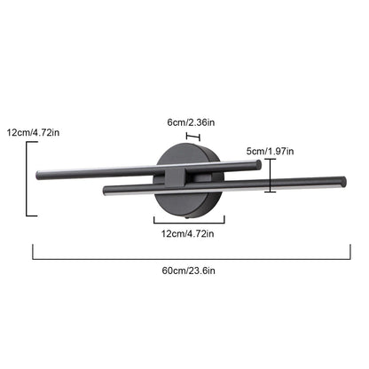 Minimalist 2-Light Dimmable LED Vanity Light Linear Metal Wall Sconce