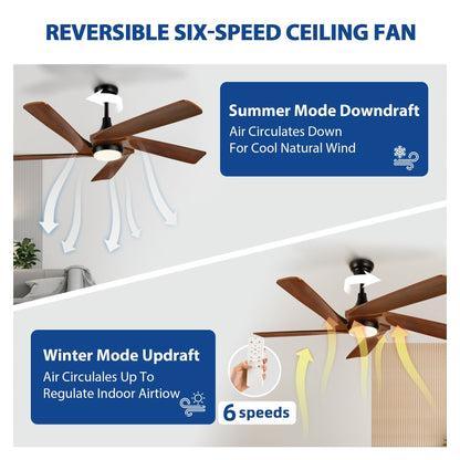 Moasis 52 Modern Remote Control Ceiling Fan with Lights and 5 Solid Wood Blades