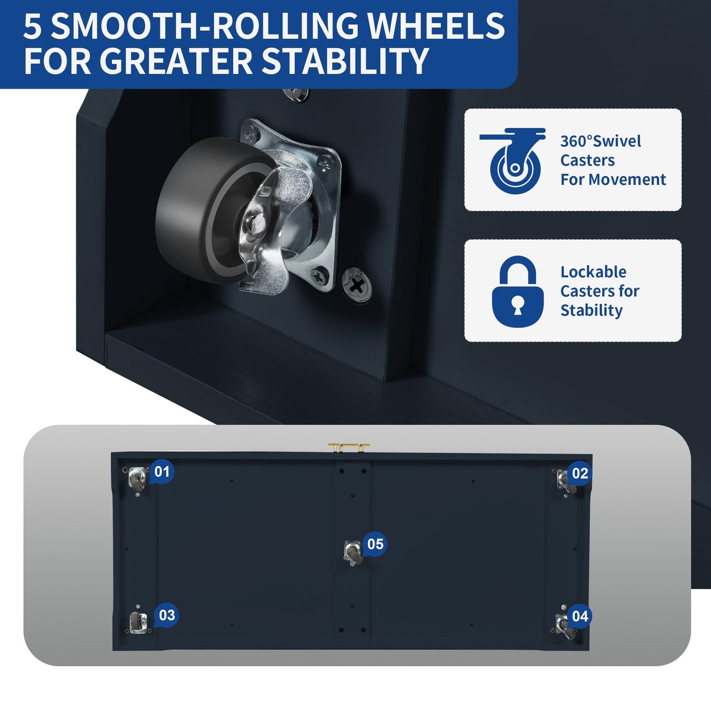 Moasis 53-inch Rolling Kitchen Island Storage Cabinet Portable Mobile Kitchen Cart