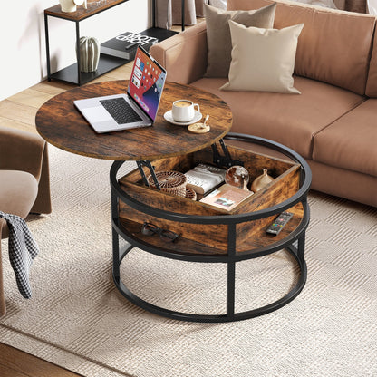 Moasis Round Lift Top Coffee Table with Hidden Storage