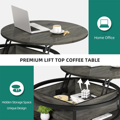 Moasis Round Lift Top Coffee Table with Hidden Storage