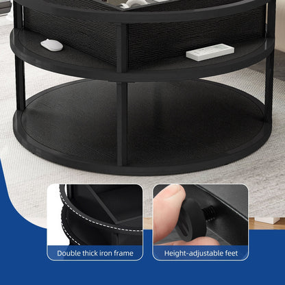 Moasis Round Lift Top Coffee Table with Hidden Storage