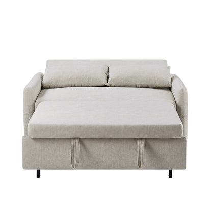 Modern 2 Seat Couch, Microfiber Pull Out Sleep Sofa Bed wih Adjsutable Backrest, Storage Pockets, 2 Soft Pillows, USB Ports